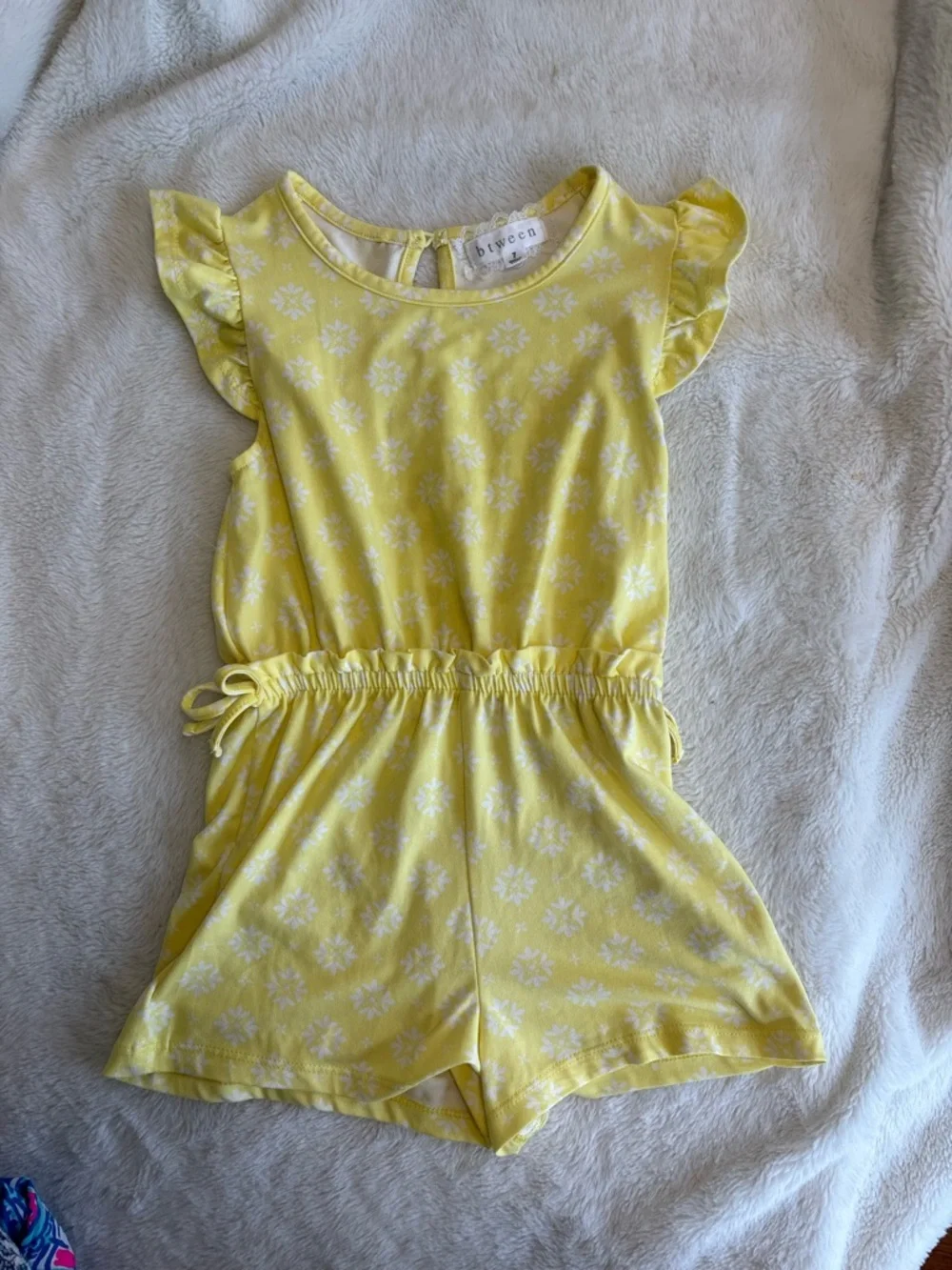 Btween 7 girls yellow shorts romper one piece summer girls - Picture 1 of 3